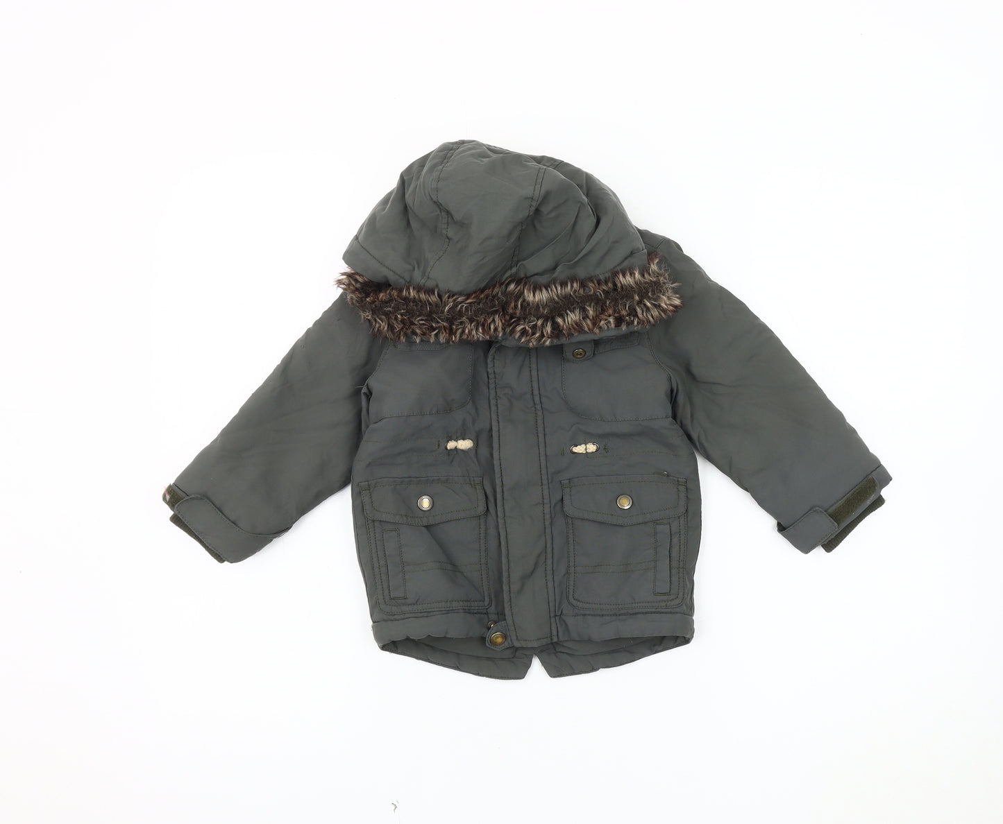Marks and Spencer Boys Green Parka 2-3 Years Hooded Coat
