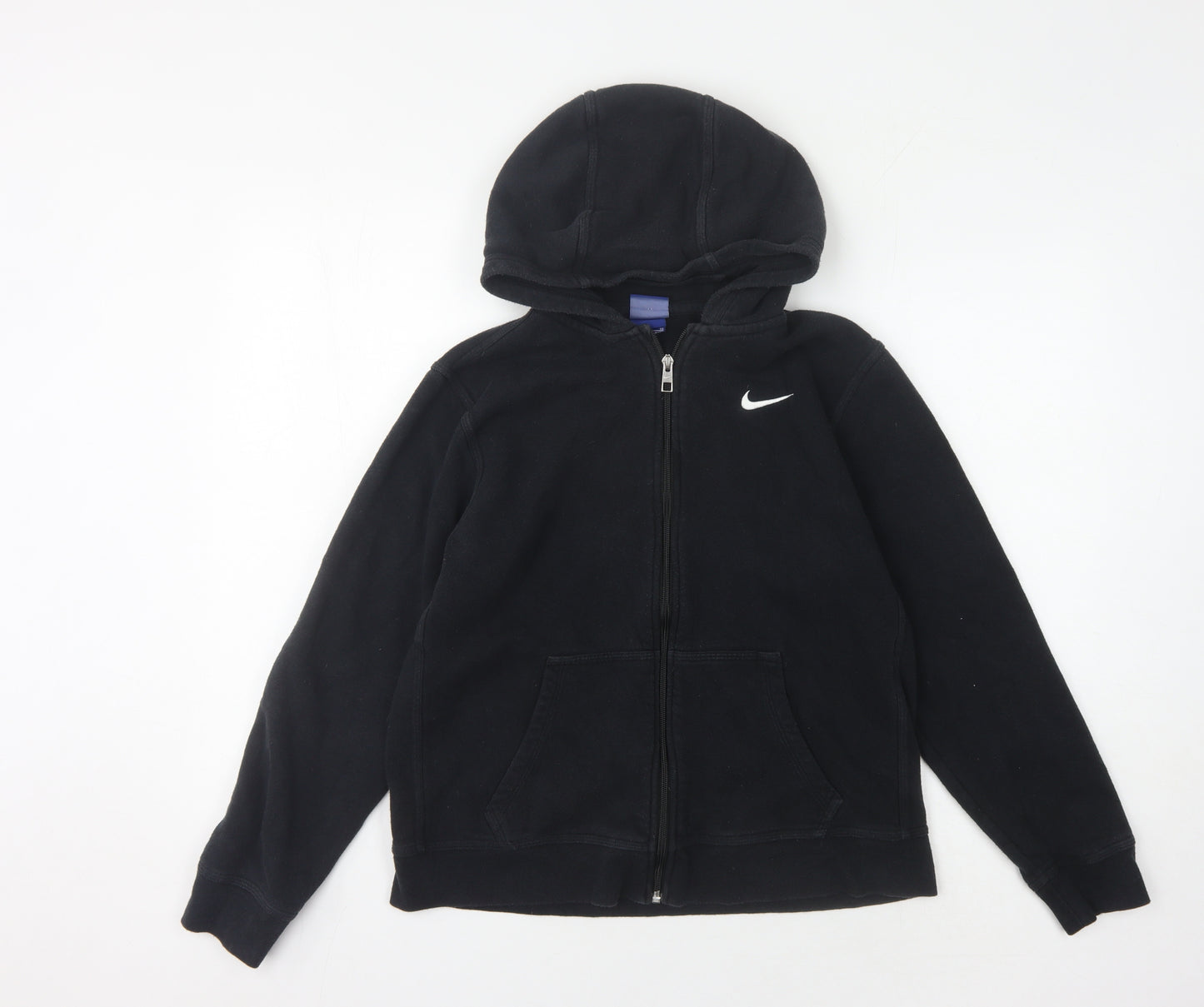 Nike Boys Black Hoodie, XL, Full Zip, Cotton Blend