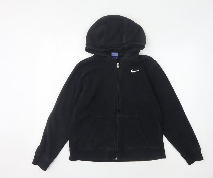 Nike Boys Black Hoodie, XL, Full Zip, Cotton Blend