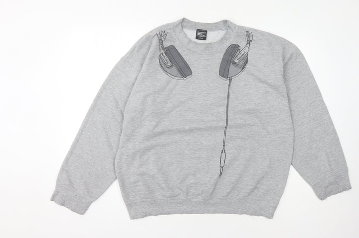 DMC World Men's Grey Graphic Pullover Sweatshirt L