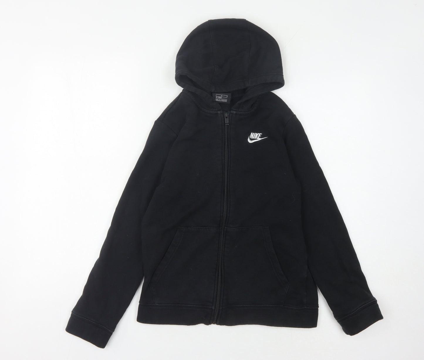 Nike Boys Black Full Zip Hoodie - Size L, Logo Accent