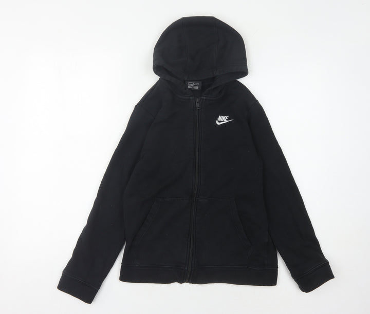 Nike Boys Black Full Zip Hoodie - Size L, Logo Accent