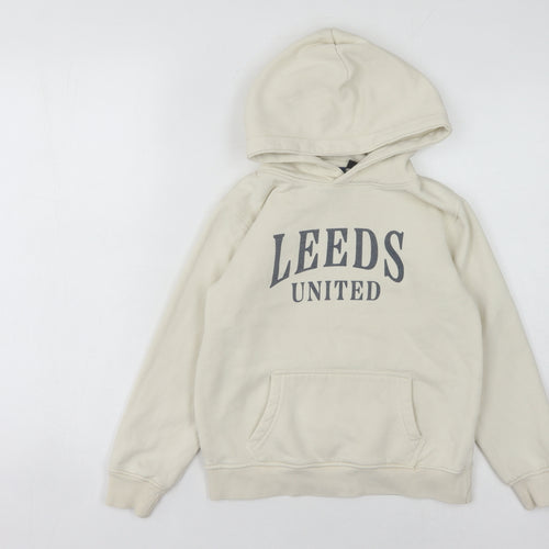 Leeds United Boys Beige Pullover Hoodie 9-10 Years