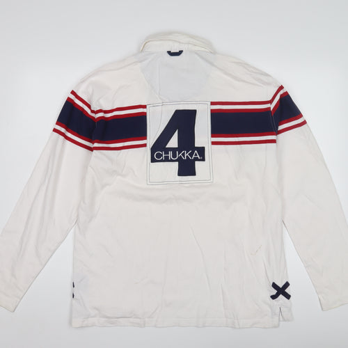 Chukka Men's White Polo Shirt XL Long Sleeve Graphic