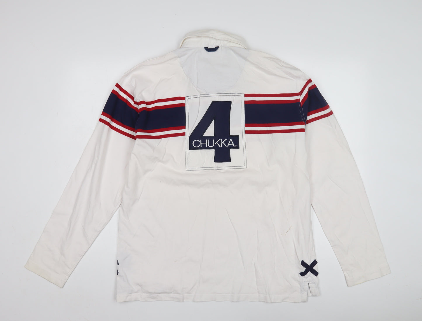 Chukka Men's White Polo Shirt XL Long Sleeve Graphic