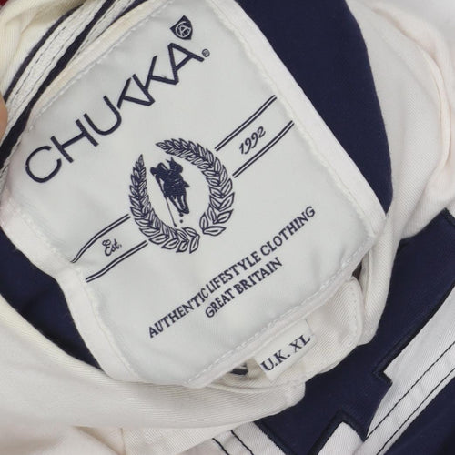 Chukka Men's White Polo Shirt XL Long Sleeve Graphic