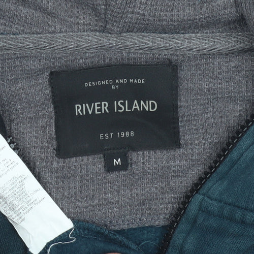 River Island Men's Blue Full Zip Hoodie, M