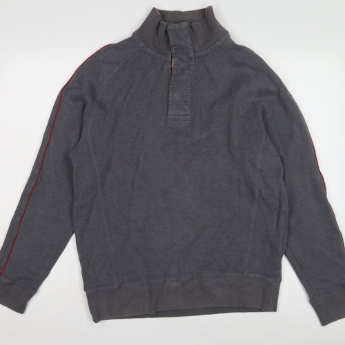 Fat Face Men's Grey Henley Sweatshirt - Size M, Mock Neck