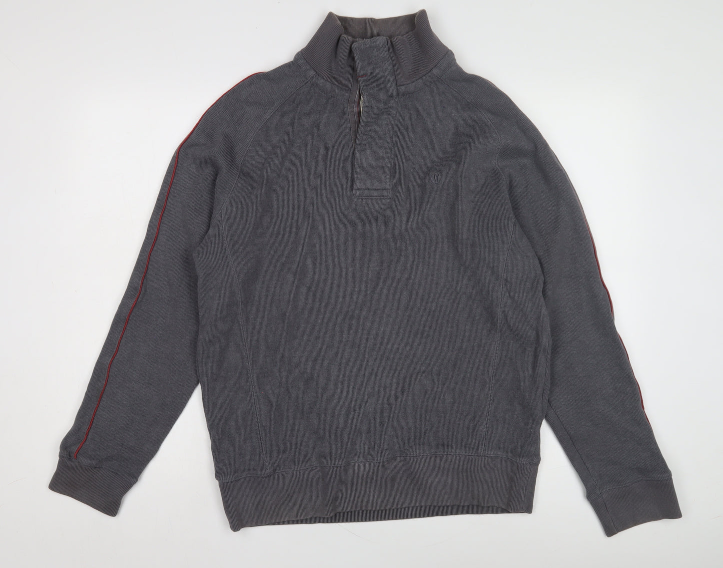Fat Face Men's Grey Henley Sweatshirt - Size M, Mock Neck