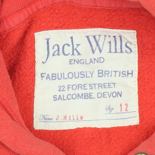 Jack Wills Women's Red Pullover Hoodie Size 12