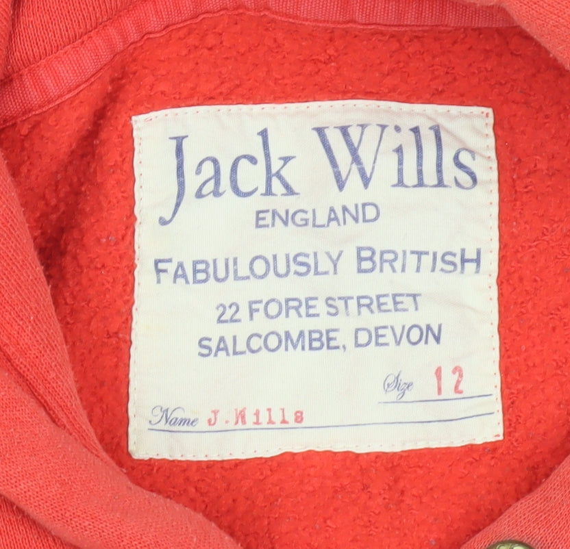 Jack Wills Women's Red Pullover Hoodie Size 12