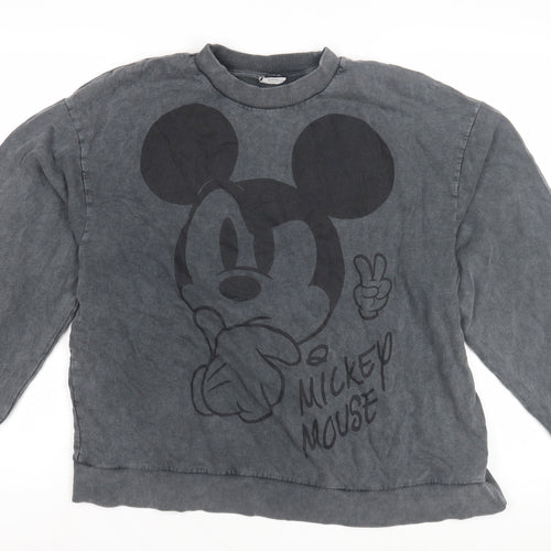 Disney Unisex Grey Mickey Mouse Graphic Pullover Sweatshirt L