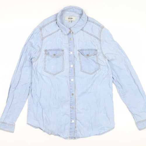 New Look Women's Blue Button-Up Denim Shirt, Size 12