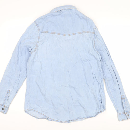 New Look Women's Blue Button-Up Denim Shirt, Size 12
