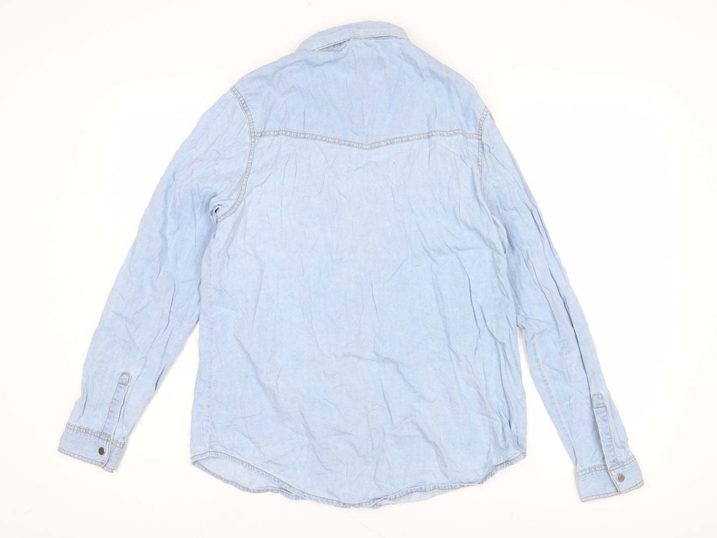 New Look Women's Blue Button-Up Denim Shirt, Size 12