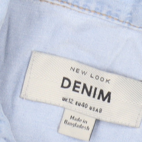 New Look Women's Blue Button-Up Denim Shirt, Size 12