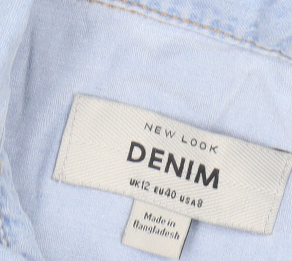 New Look Women's Blue Button-Up Denim Shirt, Size 12