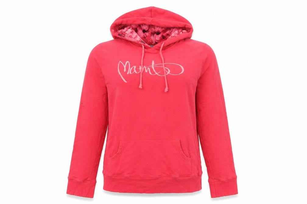 Front view of Mambo Red Women's Pullover Hoodie, size 14, Cotton