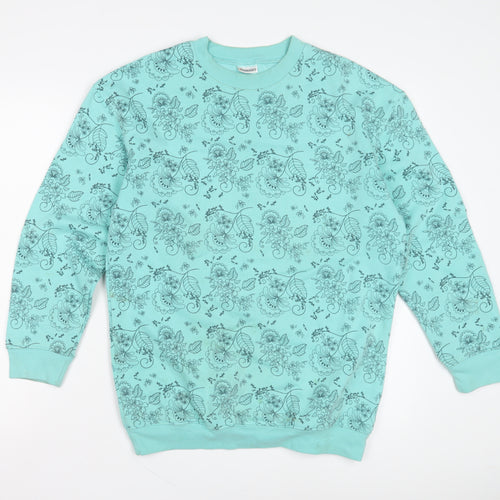 Damart Women's Blue Floral Pullover Sweatshirt, Size S