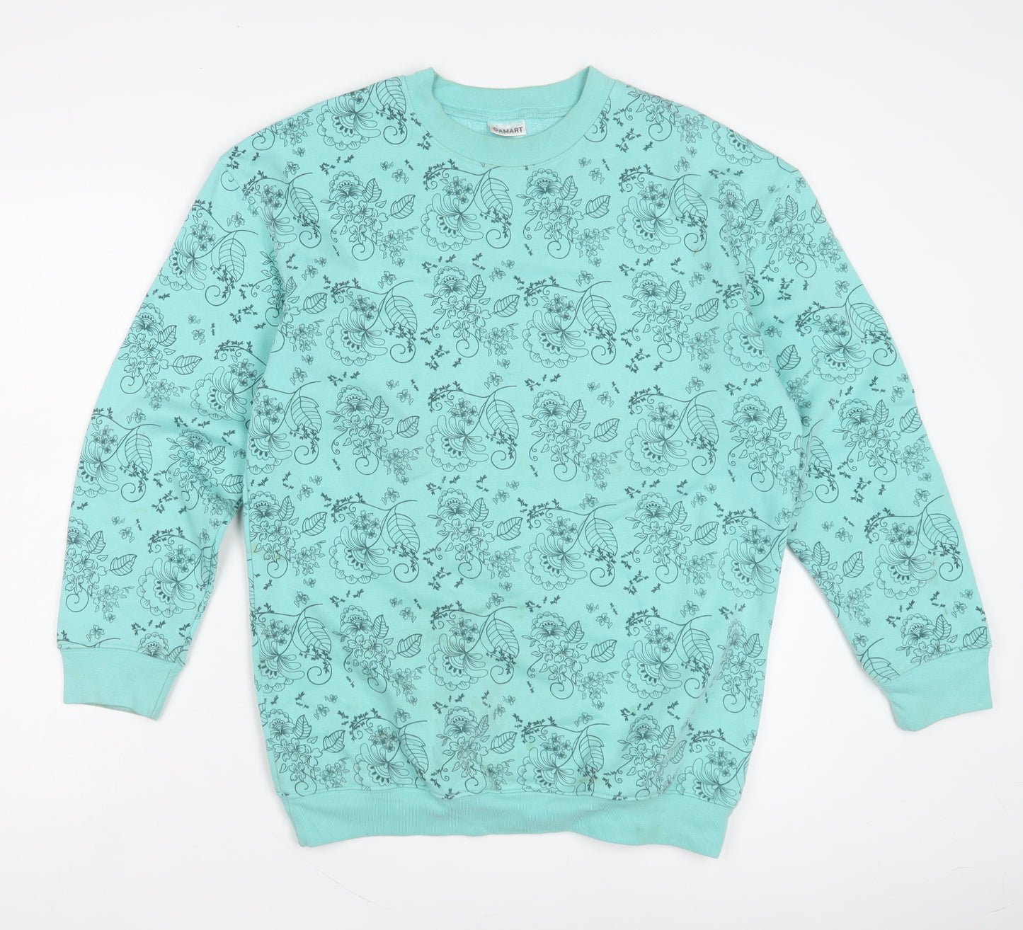 Damart Women's Blue Floral Pullover Sweatshirt, Size S