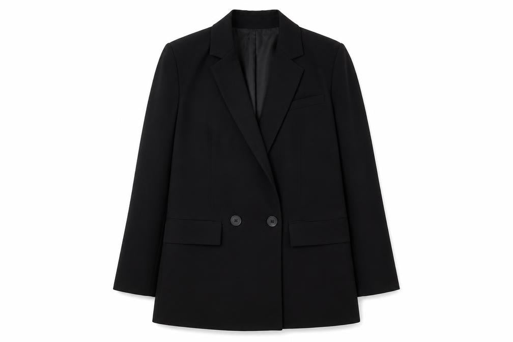 Front view of Warehouse Women's Black Blazer, size 10, Regular