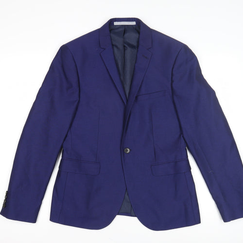 Burton Men's Blue Slim Fit Blazer Jacket, Size 38S