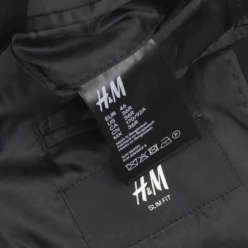 H&M Men's Black Slim Fit Blazer 36R Jacket