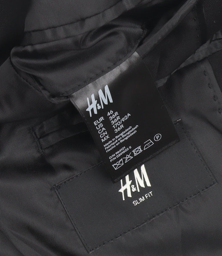 H&M Men's Black Slim Fit Blazer 36R Jacket