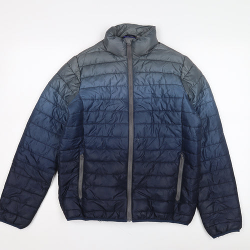 Pepperts Boys Blue Ombré Puffer Jacket 12Y Zipped Pockets
