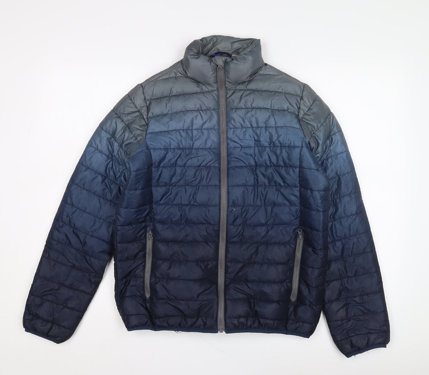 Pepperts Boys Blue Ombré Puffer Jacket 12Y Zipped Pockets