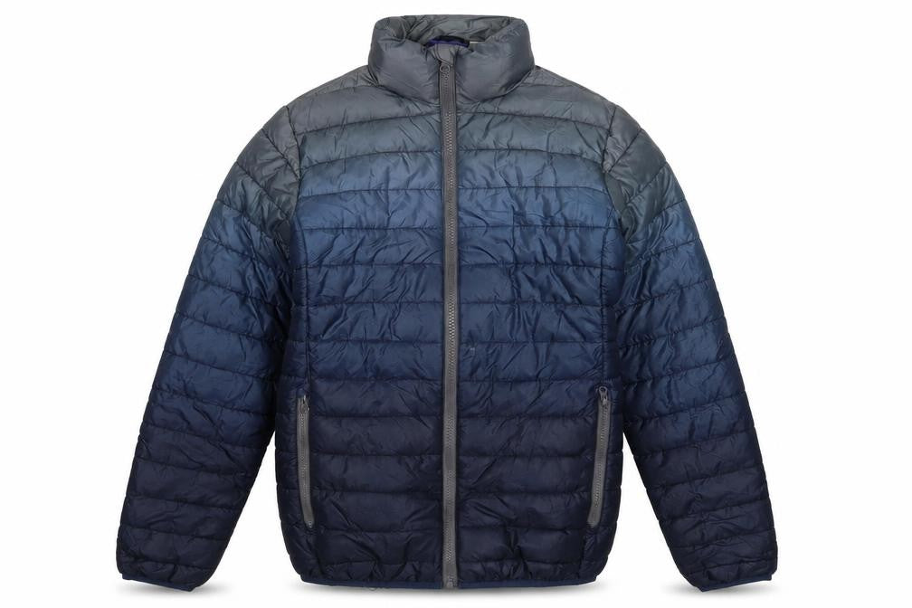Front view of Pepperts boys’ blue ombré puffer jacket 12y zipped pockets