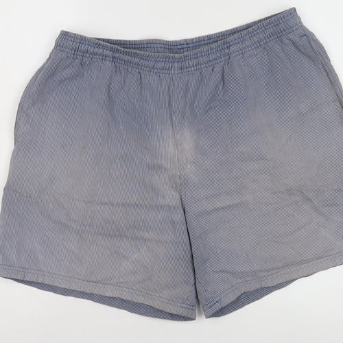 Adidas Men's Blue Striped Shorts, Size L, Casual Wear
