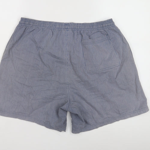 Adidas Men's Blue Striped Shorts, Size L, Casual Wear