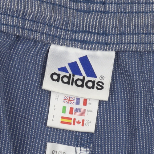 Adidas Men's Blue Striped Shorts, Size L, Casual Wear