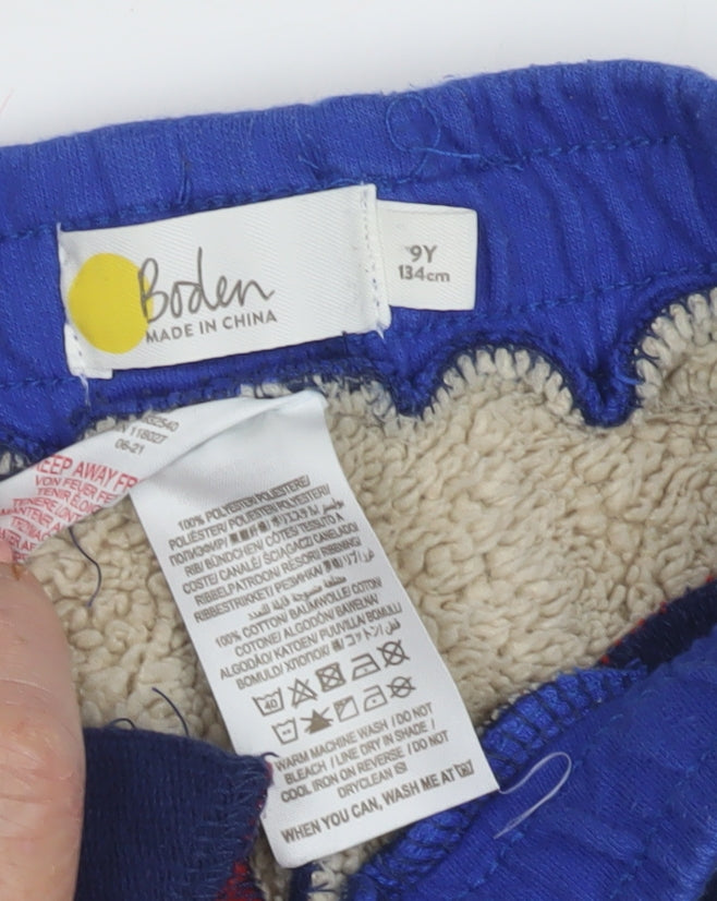 Boden Boys Blue Jogger Trousers 9 Years with Side Stripe