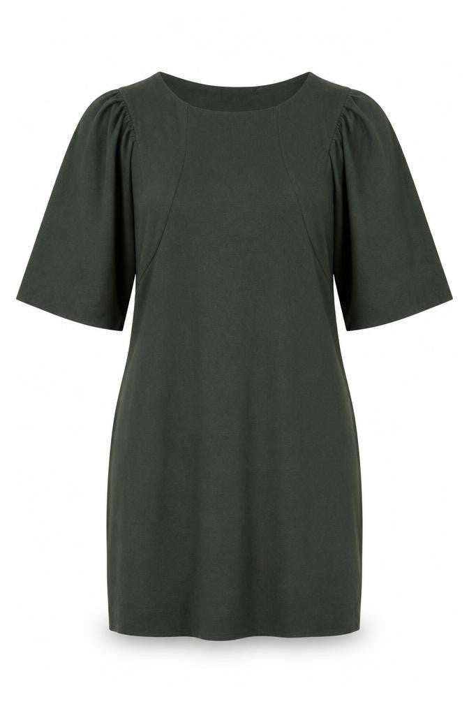 Front view of COS Women's Green Dress, size M, Elegant Casual
