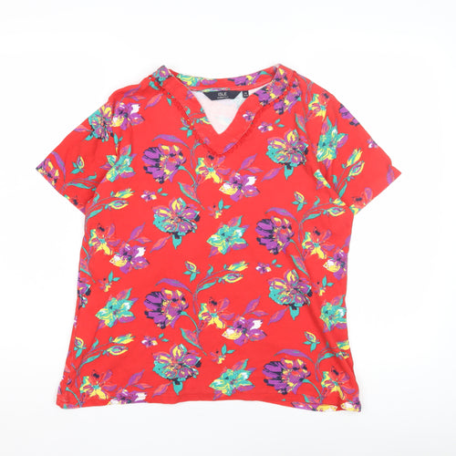 ISLE Essentials Women's Red Floral T-Shirt, Size 14