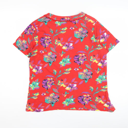 ISLE Essentials Women's Red Floral T-Shirt, Size 14