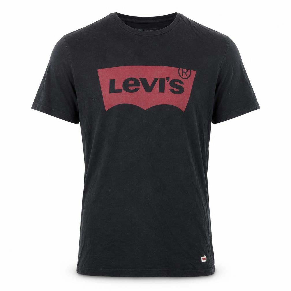 Front view of Levi's Black Men's T-Shirt, Short Sleeve, M, Cotton