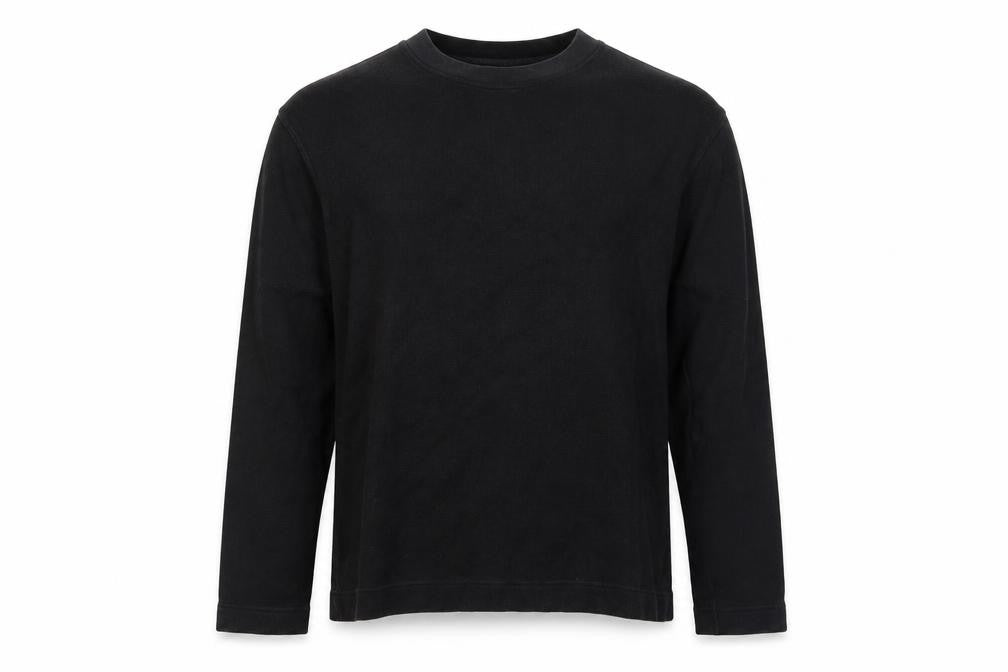 Front view of Gap Men's Black Long Sleeve Crew Neck Shirt, size L