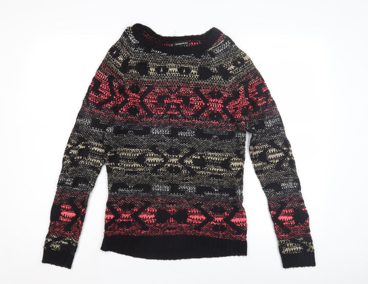 Warehouse Women's Multicoloured Geometric Jumper Size 8