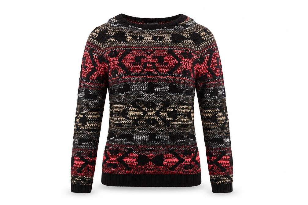 Front view of Warehouse Women's Multicoloured Geometric Jumper, size 8