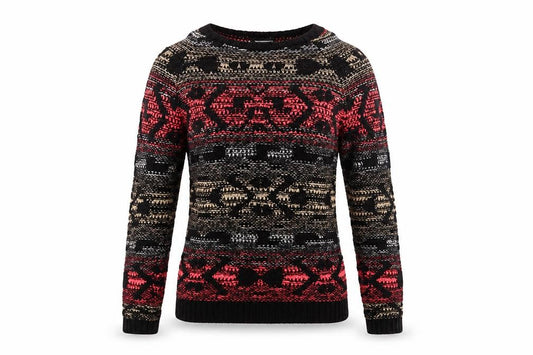 Front view of Warehouse Women's Multicoloured Geometric Jumper, size 8