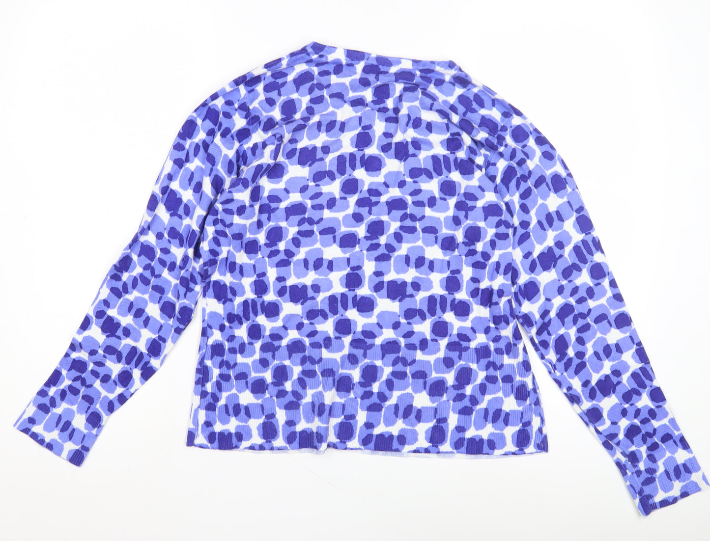 Linea Women's Blue Cardigan, Size L, Geometric Pattern