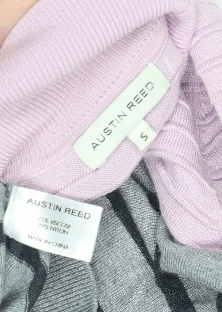Austin Reed Women's Pink Striped Roll Neck Jumper - Size S