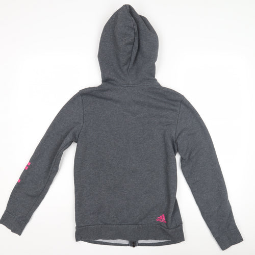 Adidas Girls Grey Full Zip Hoodie - Size 7 Years