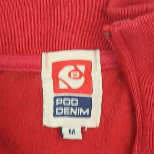 Pod Denim Men's Red Bomber Jacket, M, Anime Style