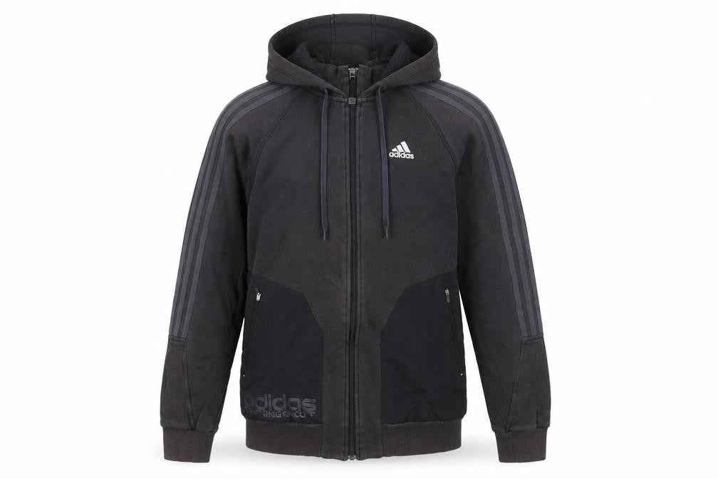 Front view of Adidas Men's Black Hoodie S Full Zip Logo