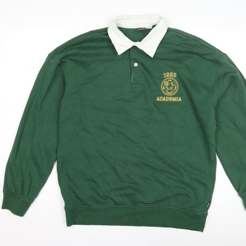 Only & Sons Green Polo Men S Embroidered Long Sleeve
