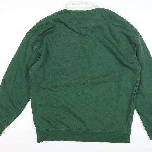 Only & Sons Green Polo Men S Embroidered Long Sleeve